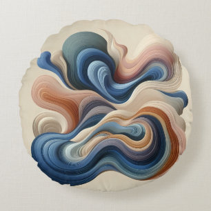 Abstrakter Fluss - Earth & Blue Ribbon Art Rundes Kissen