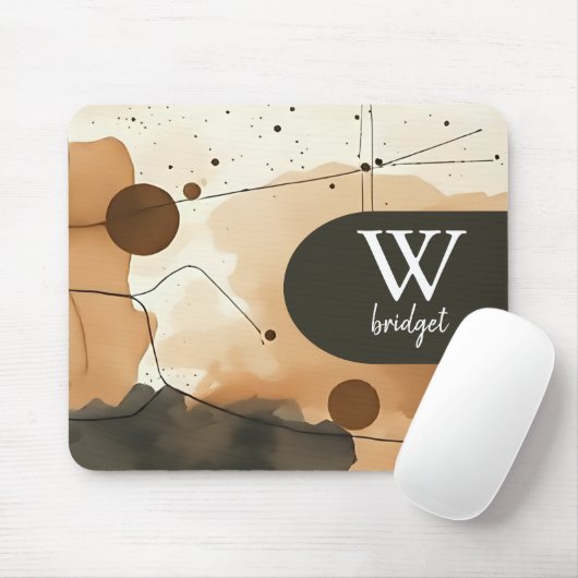 Abstrakter Fluss in Beige und Braun Mousepad (Mit Mouse)