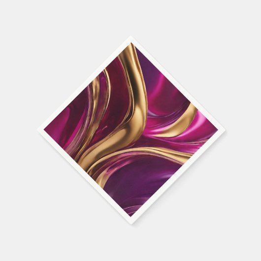 Abstrakter Fluss Kunst-Fuchsia Lila und Gold- Serviette (Ecke)
