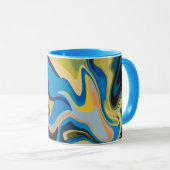 Abstrakter Fluss von Blu- und Erdtönen Tasse (VorderseiteRechts)