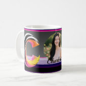 Abstrakter flüssiger Buchstabe C Neonfeder Kaffeetasse (Vorderseite Links)