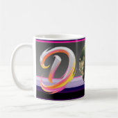 Abstrakter flüssiger Buchstabe D Neonpinsel Kaffeetasse (Links)