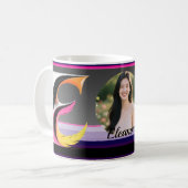 Abstrakter flüssiger Buchstabe E Neonfeder Kaffeetasse (Vorderseite Links)