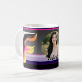 Abstrakter flüssiger Buchstabe F Neonfeder Kaffeetasse (Vorderseite Links)