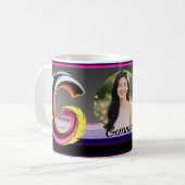 Abstrakter flüssiger Buchstabe G Neonfeder Kaffeetasse (Vorderseite Links)