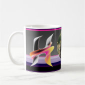 Abstrakter flüssiger Buchstabe H Metallic Neon Kaffeetasse (Links)