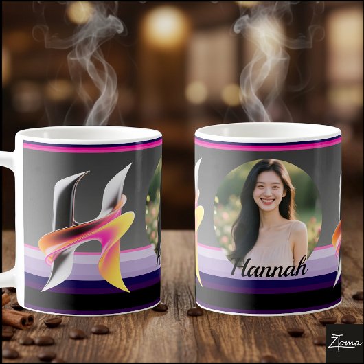 Abstrakter flüssiger Buchstabe H Metallic Neon Kaffeetasse