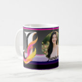 Abstrakter flüssiger Buchstabe J Neonfeder Kaffeetasse (Vorderseite Links)
