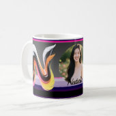 Abstrakter flüssiger Buchstabe N Neonfeder Kaffeetasse (Vorderseite Links)