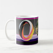Abstrakter flüssiger Buchstabe O Neonfeder Kaffeetasse (Links)