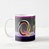 Abstrakter flüssiger Buchstabe Q Neonfeder Kaffeetasse (Links)