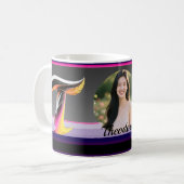 Abstrakter flüssiger Buchstabe T Neonfeder Kaffeetasse (Vorderseite Links)