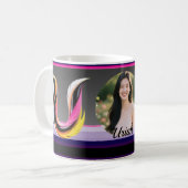 Abstrakter flüssiger Buchstabe U Neonfeder Kaffeetasse (Vorderseite Links)