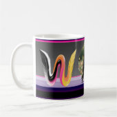 Abstrakter flüssiger Buchstabe W Neonfeder Kaffeetasse (Links)