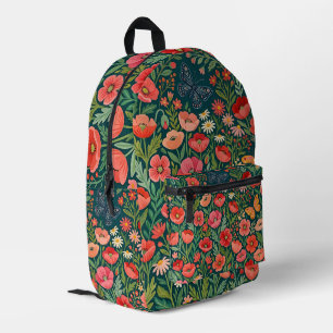 Abstrakter Folk-Art-Mohn-Schmetterlinge-Rucksack Bedruckter Rucksack