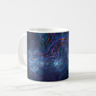 Abstrakter Fraktal-Nebel und geometrischer Morph Kaffeetasse