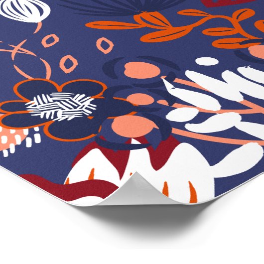 Abstrakter Frühling Lila Blumenmuster Poster (Ecke)