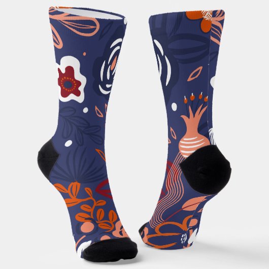 Abstrakter Frühling Lila Blumenmuster Socken (Gewinkelt)