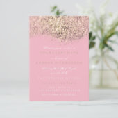 Abstrakter Funkelnd Glitzer mit weißem Rosa Glam Einladung (Stehend Vorderseite)