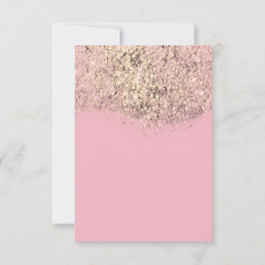 Abstrakter Funkelnd Glitzer mit weißem Rosa Glam Einladung (Rückseite)