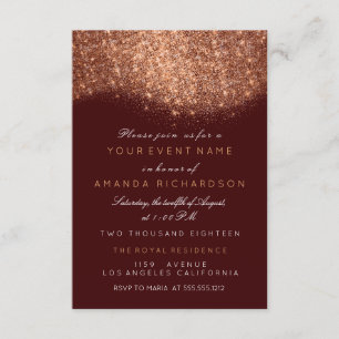Abstrakter funkelnder Glitter Kupferroségold Burgu Einladung