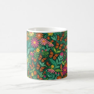 Abstrakter Gänseblümchen-Garten-Schmetterlinge-Kaf Kaffeetasse