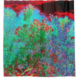 Abstrakter Garten mit Crimson Sunset Duschvorhang