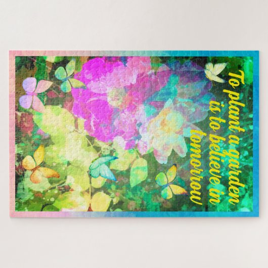 Abstrakter Garten mit Pastell-Rose Puzzle (Horizontal)