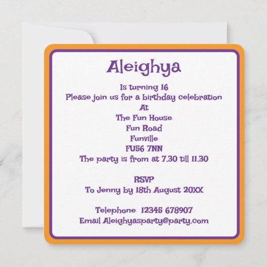 Abstrakter Geburtstag Einladung (Rückseite)