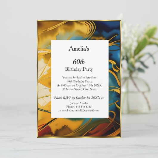 Abstrakter Geburtstag Einladung (Stehend Vorderseite)