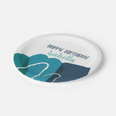 Abstrakter Geburtstag Pappteller (Schrägansicht)