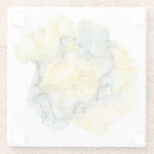 Abstrakter gelber und grüner grauer Untersetzer (Rückseite)