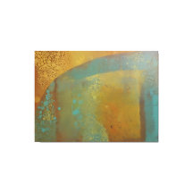 Abstrakter Gelli-Plakatdruck aquamarines Gelbgold