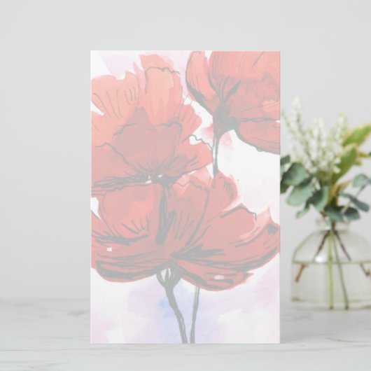 Abstrakter gemalter Blumenhintergrund 2 Briefpapier (Stehend Vorderseite)