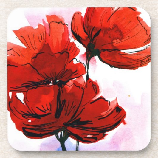 Abstrakter gemalter Blumenhintergrund 2 Getränkeuntersetzer (Vorderseite)