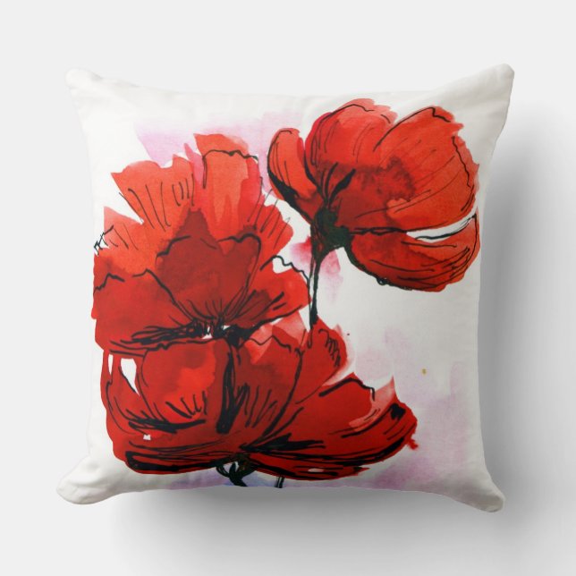 Abstrakter gemalter Blumenhintergrund 2 Kissen (Vorderseite)