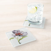 Abstrakter gemalter Blumenhintergrund 3 Glasuntersetzer (Schrägansicht)
