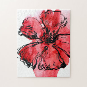 Abstrakter gemalter Blumenhintergrund 4 Puzzle