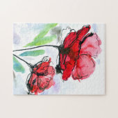 Abstrakter gemalter Blumenhintergrund Puzzle (Horizontal)