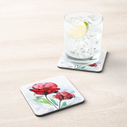 Abstrakter gemalter Blumenhintergrund Untersetzer (Rechte Seite)