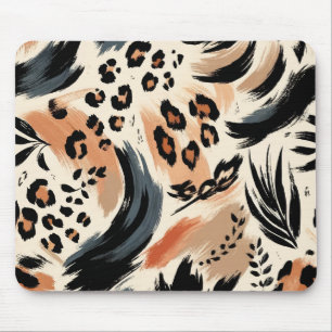 Abstrakter gemalter exotischer Tierdruck Leopard  Mousepad