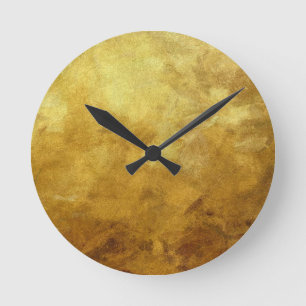 abstrakter, gemalter Hintergrund in Gold Runde Wanduhr