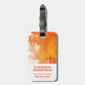 Abstrakter gemalter orange Watercolor | addieren Gepäckanhänger (Rückseite vertikal)