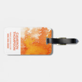 Abstrakter gemalter orange Watercolor | addieren Gepäckanhänger (Rückseite horizontal)