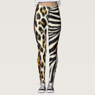 Abstrakter gemischter Wildtierdruck in gemalter Ma Leggings