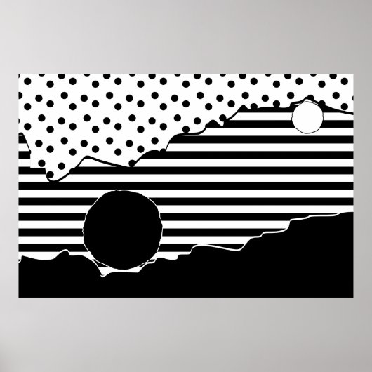 Abstrakter Gemusterter Schwarz-Weiß-Drehkopf Poster (Vorne)