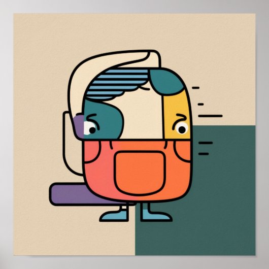 Abstrakter geomatrischer Mensch Poster (Vorne)