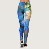 abstrakter geometrischer blauer lila-goldfarbener leggings (Rückseite)