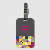 Abstrakter geometrischer Fuchsienblauer Grauname Gepäckanhänger (Vorderseite Vertikal)