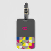 Abstrakter geometrischer Fuchsienblauer Grauname Gepäckanhänger (Vorderseite Vertikal)
